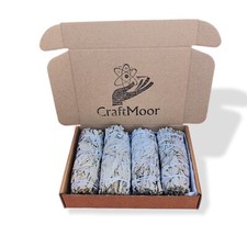 White Sage Smudge x4 sticks 4-5" Cleansing smudge sticks (Flatty) -
