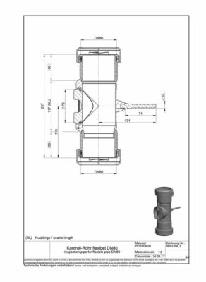 ATEC Kontroll-Rohr für Rohr flexibel DN80 Schornstein Kamin Abgas Rohr Abgasrohr