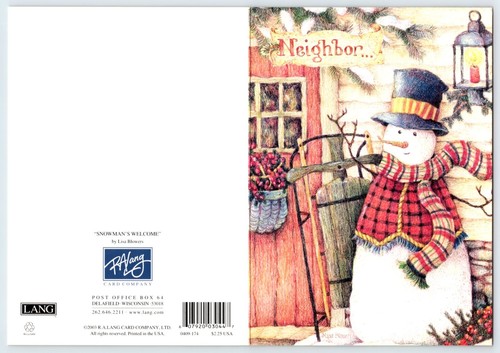 SNOWMAN NEIGHBOR Lang Christmas Greeting Card w/ Envelope Lisa Blowers Art MG2 - Picture 3 of 3
