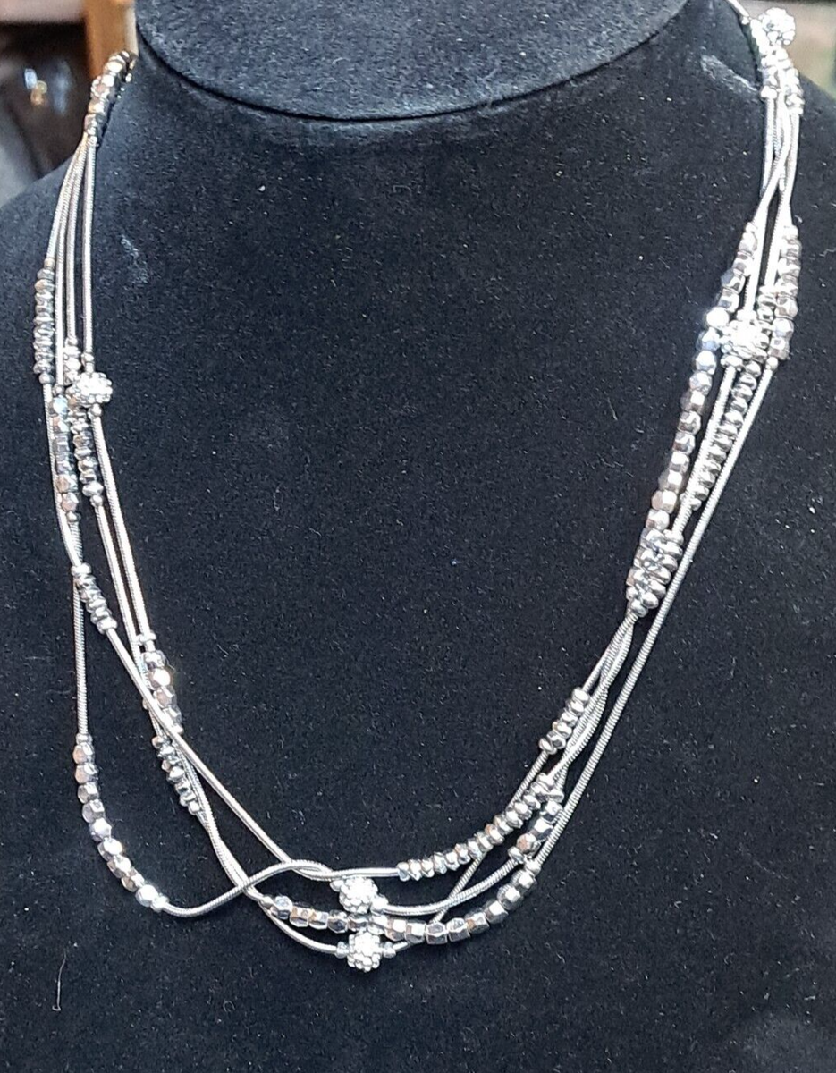 Chico's Vintage Rare Silver-Toned Multi-Strand Braided Long Necklace 40  inches