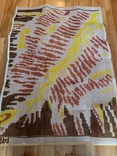 Pingouin 70's Latch Hook Canvas Only Diane K912 Rug Wall Hanging Size 31 x 43