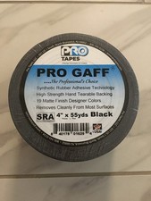 Pro Tapes 4" x 55 Yard High Strength Hand Tearable GAFF tape, Black, New
