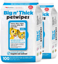 Petkin Large Pet Wipes for Dogs and Cats, 200 Count, Organic Oat Extract, Moiste