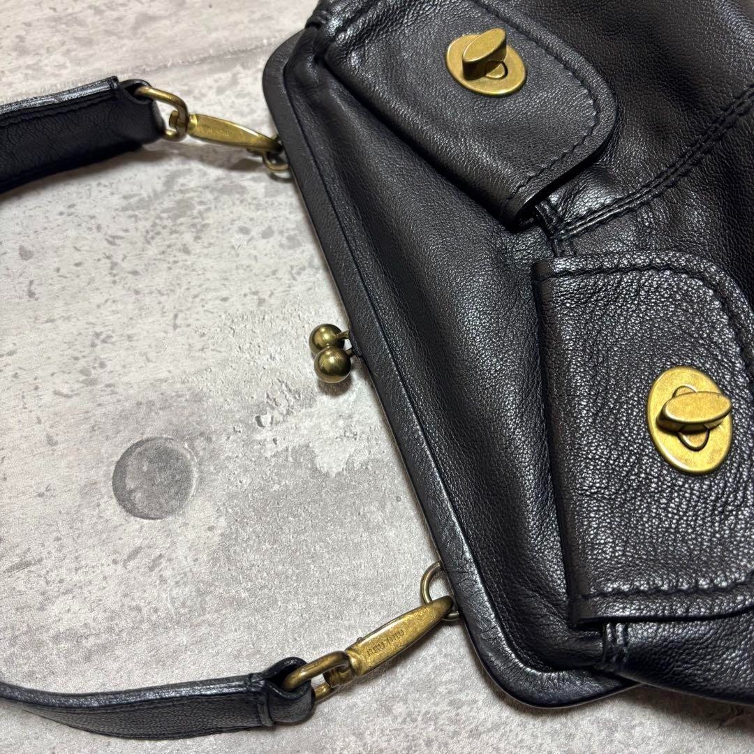 バッグ 00s miu miu shoulder bag archive black miu miu Archive Leather One Shoulder Hand Bag Black Turn