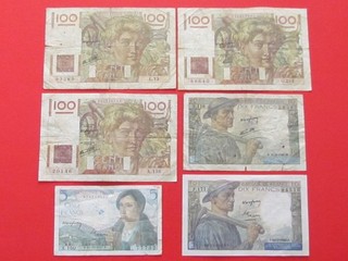 FRANCE ( 1945 49 ) 3X100 2X10 5 FRANCS HIGH COLLECTABLE RARE BANKNOTES