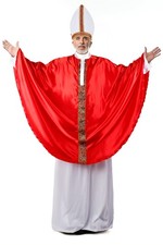 Adult Men Pope Costume Halloween Bishop Biblical Apostle Priest Poncho Outfit