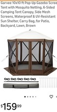 Hipicute 10x10ft Pop Up Gazebo Screen Tent with Mosquito Netting, 6 Sided Pop-Up