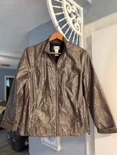 Chico  s Zenergy Brown Leopard Print Lightweight Jacket Chico  s 1  US Size M