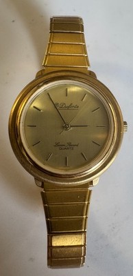 Vintage Dufonte Lucien Piccard Quartz Watch Gold Tone Stretch Band Japan Movt Vintage Dufonte Lucien Piccard Watch Gold Color Working  main image 4
