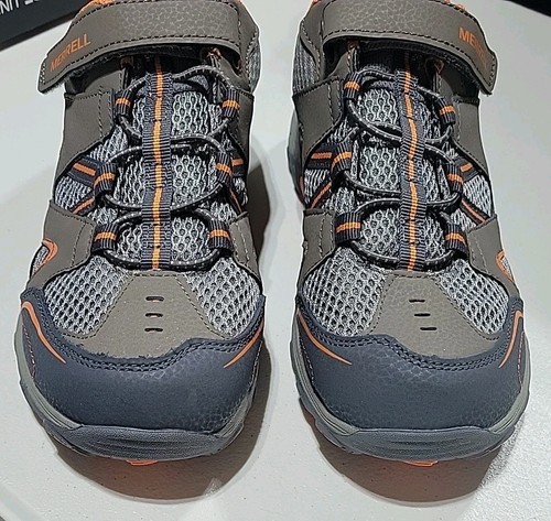 Merrell Trail Chaser Hiking Shoe Gunsmoke/Orange Leather Mesh MY57109 Boys 6 New - Picture 10 of 10