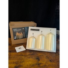 LUSHARBOR Flameless LED Pillar Candles Set 3 Remote Timer 3D Wick Wax Finish New
