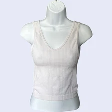 Active Basic ribbed seamless V-neck tank gray fitted stretch M/L y2k minimalist