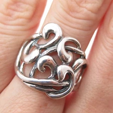 HAGIT GORALI 925 Sterling Silver Vintage Ornate Modernist Oxidized Ring Size 9