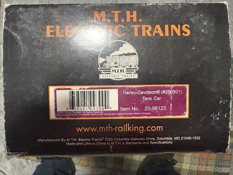 mth 20-96123 o scale premier harley davidson tank car