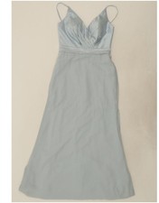 VINTAGE Womens Sleeveless Maxi Dress UK 12 Medium Blue AO06