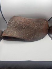 Vintage Western Leather Saddle Piece Tooled Brown Horse Display Repair C A Koen