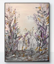 Original  Art Winter Trees 1 12x16 Expressionism Abstract Colorful Fine Art