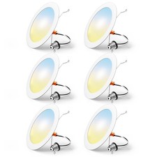6 Inch LED Recessed Lighting 6 Pack Selectable CCT Dimmable Flat Can Lights