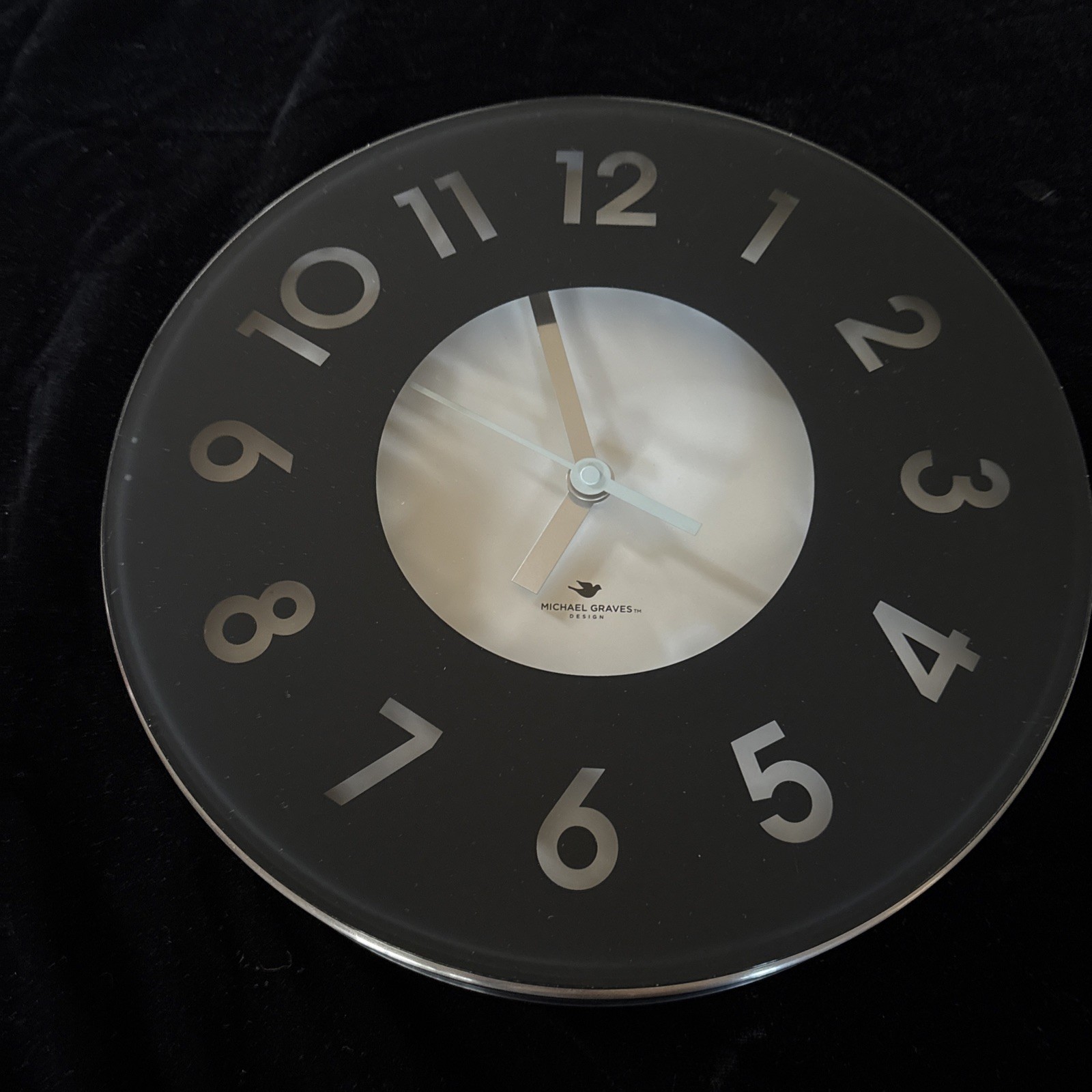 Vintage Michael Graves Design 13" Wall Clock Black Stainless Round JCPenny