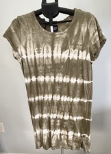 GAP XL Olive White Tie Dye Cotton Modal T-Shirt Dress Short Sleeve