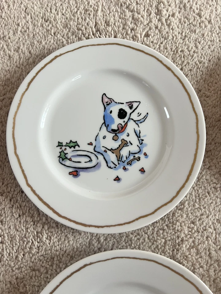 6 platos de postre Williams-Sonoma Bull Terrier para perros con problemas Navidad Foto 4 de 4