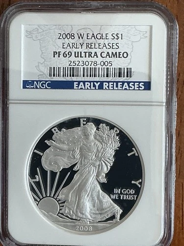 2008 W AMERICAN SILVER EAGLE NGC PF69 ULTRA CAMEO EARLY RELEASES