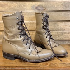 Vintage Justin Tan Leather Kiltie Roper Boots L505 Size 5.5B Women  s 1990  s