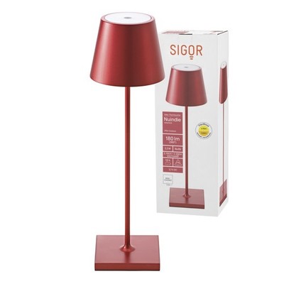 B-Ware Nuindie LED Akku Tischleuchte Außentischleuchte IP54 Kirschrot Sigor Tisc