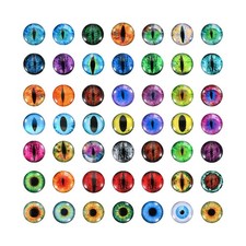 12mm Dragon Eyes, 100 Pcs Round Glass Eyes Animals Crochet Eyes, Mix Color