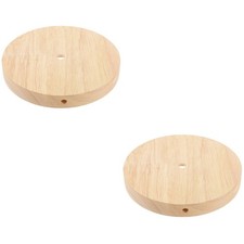 Set of 2 Light Table Lamp for Bedroom with Round Wooden Base Stand
