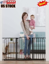 Extra Wide Arched Decor Baby Safety Gate Easy Slide Latch Automatically Locks