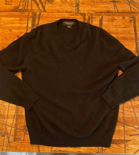 The Mens Store Bloomingdales Cashmere V Neck Sweater Black Mens Medium M Preppy