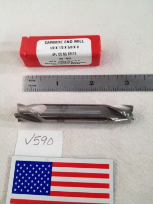 1 NEW HTC 1/2'' DIAMETER CARBIDE END MILL 190-4500. 4 FL DE STUB. 5/8'' LOC (V590)