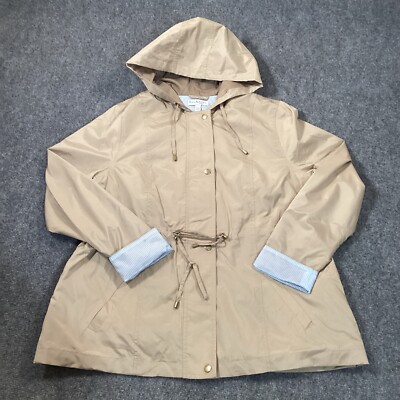 Kim Rogers Jacket Womens Large Petite Beige Lightweight Zip