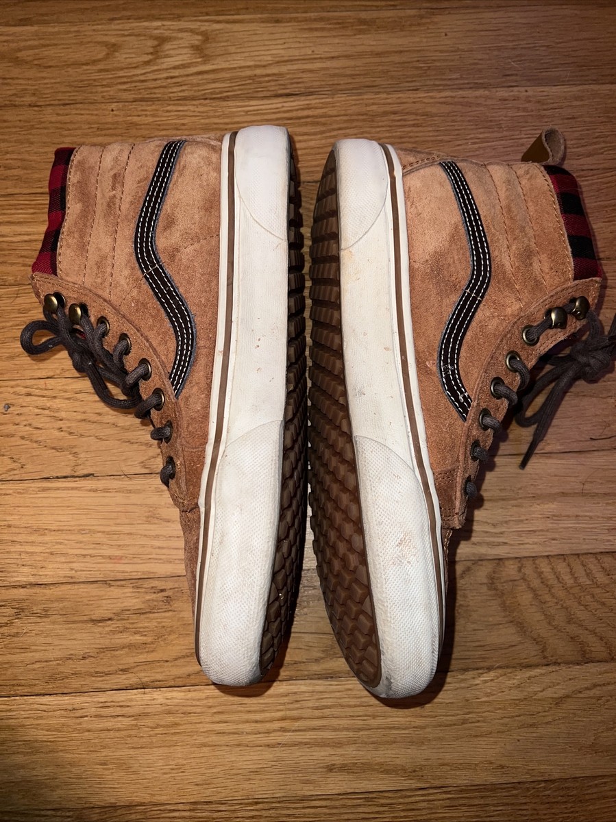 Vans Brown Suede Red Black Plaid High-Top Sneakers  display picture 1