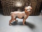 Antique Cast Iron Dog Coin Bank Brown Boston Terrier Bulldog 5.5" Vintage Nice!