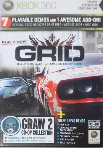 Xbox 360 Demo Disc August 2008 #86 GRID and 6 more playable demos