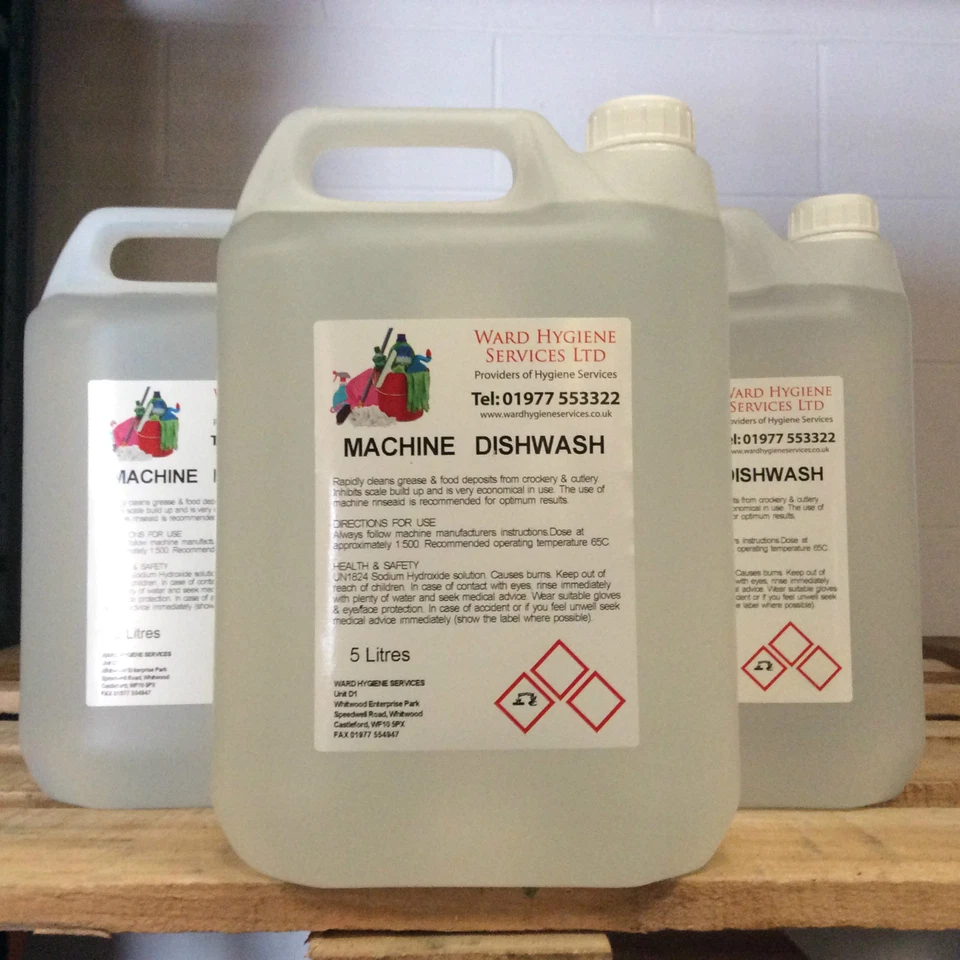 WARD HYGIENE SERVICES LTD. 2 x 5 Litre Auto Dishwash Dish Wash Machine Liquid Detergent Bar Pub Restaurant