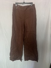 Nine West Brown High Waisted Side Zip Women Sailor Style Pants Wide Leg Size 10