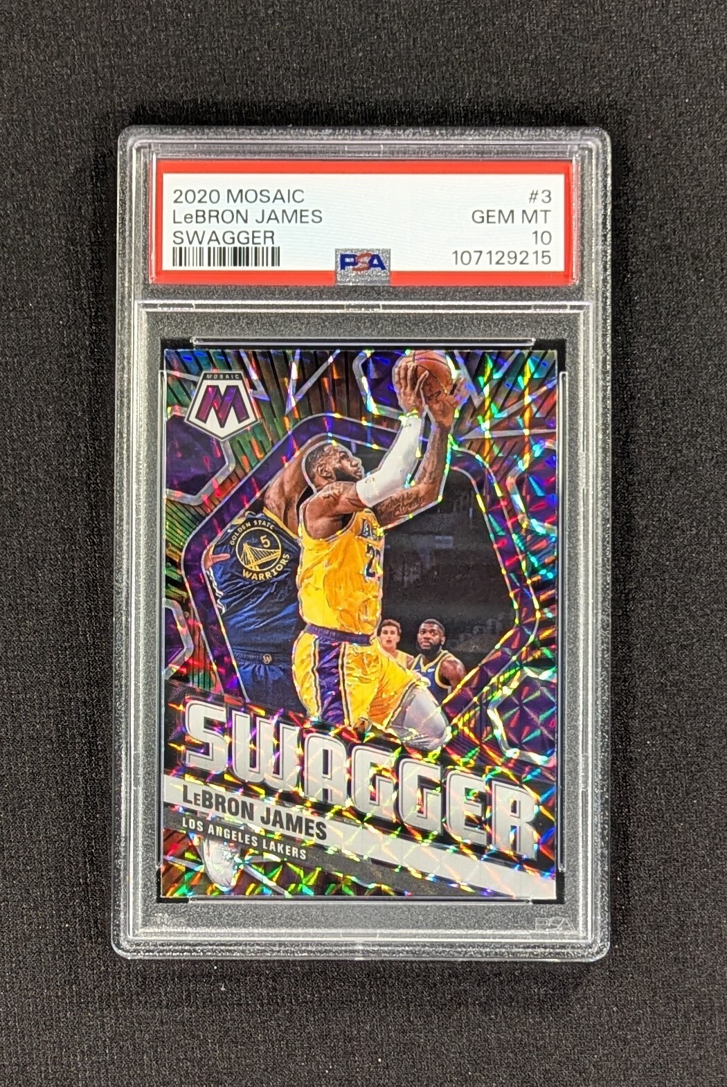 2020-21 Panini Mosaic Swagger LeBron James #3 LA Lakers PSA 10 GEM MINT