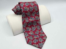 Christian Dior Monsieur Neck Tie 100% Silk Red Blue Taupe Geometric Made In USA