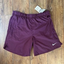 NWT Nike Challenger DV9359-681 Maroon Red 7" Inseam Lined Gym Shorts Men's L