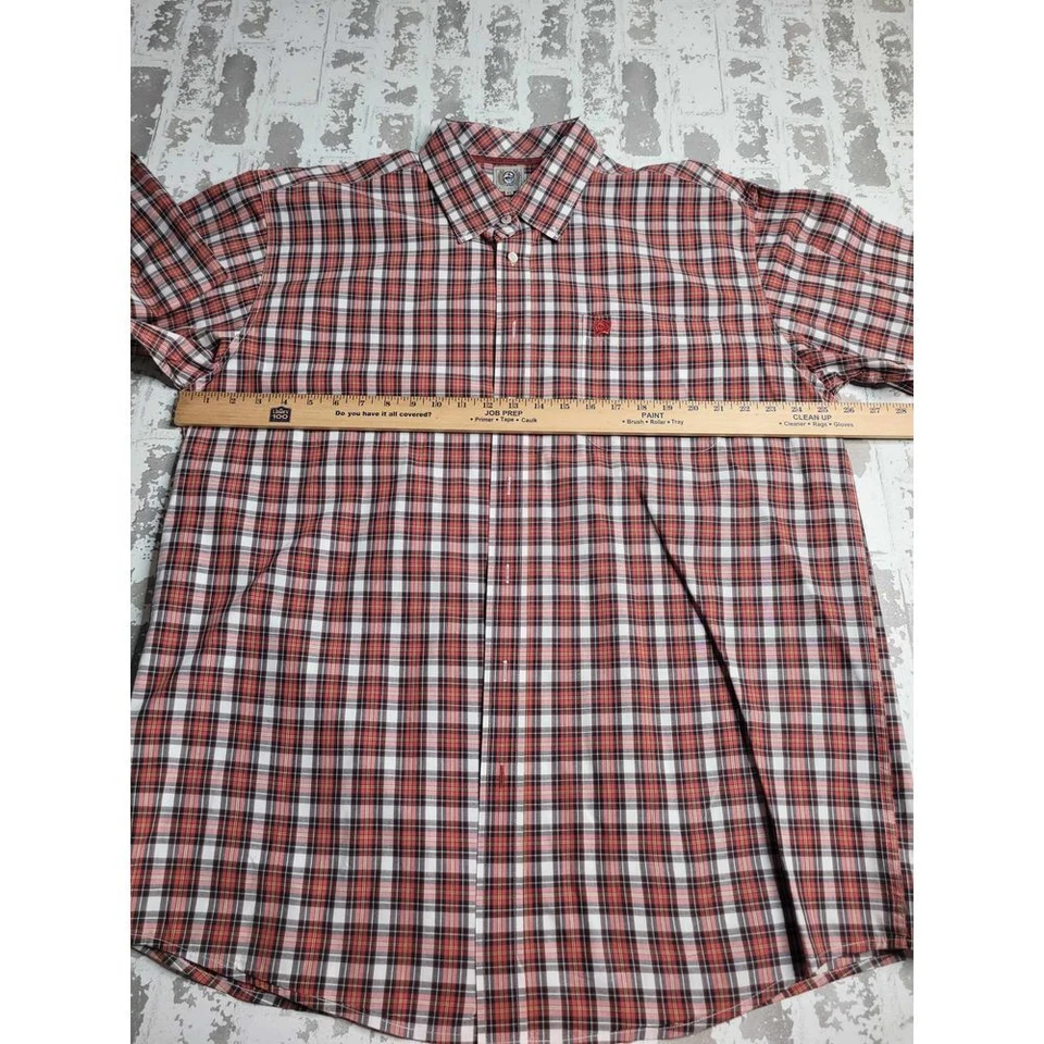 Camisa masculina xadrez laranja com botões Cinch LS caubói ocidental - Imagem 4 de 4