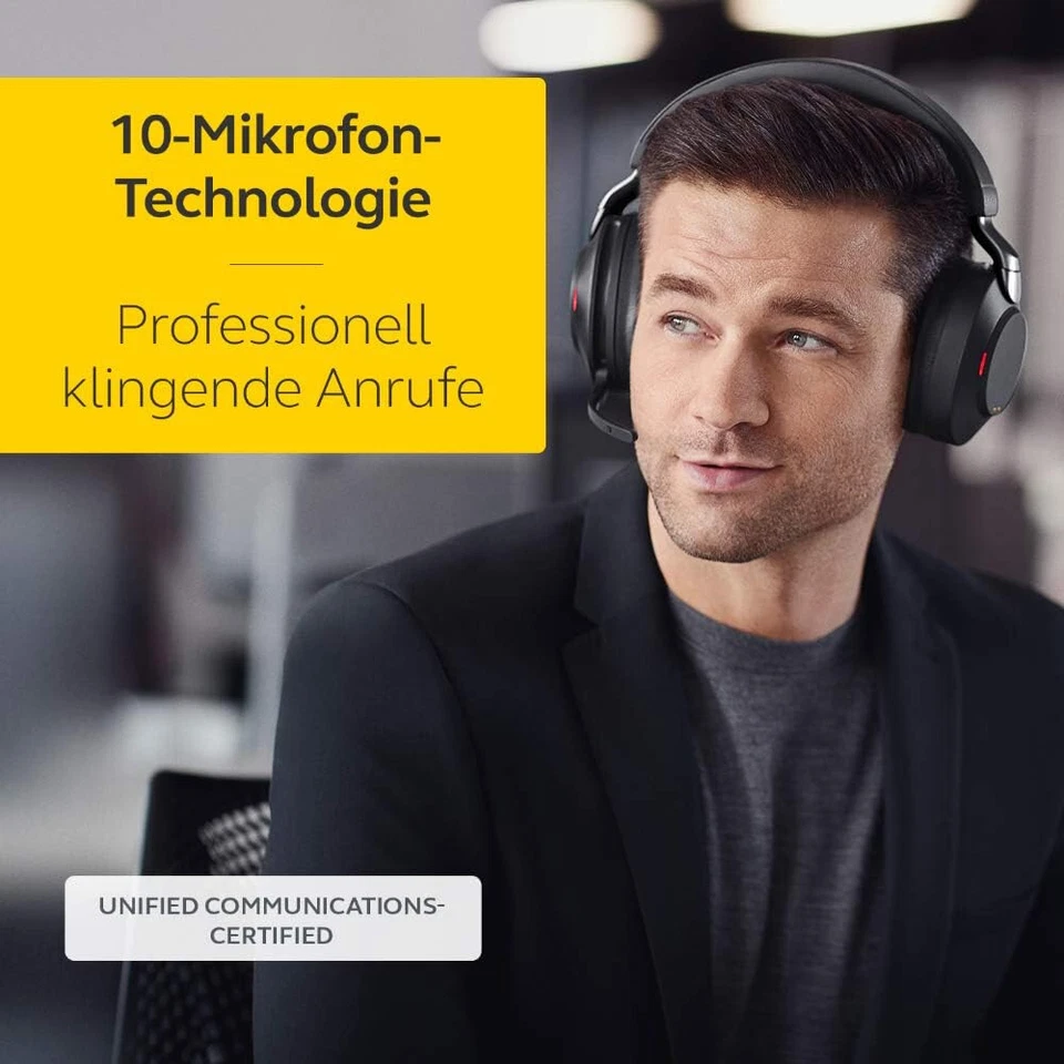 Jabra Evolve2 85 kabelloser Stereo Kopfhörer Headset + Link 380 USB-C Schwarz - Bild 2 von 4