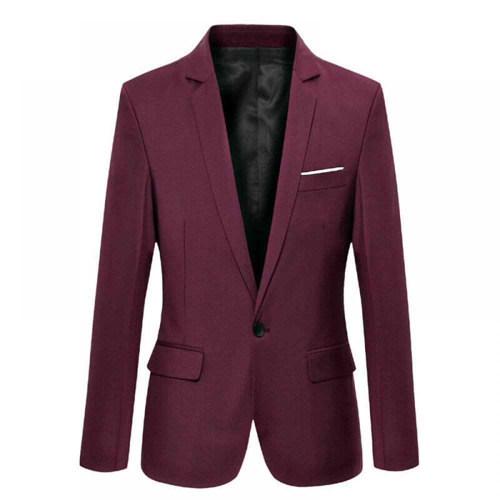 Autumn Men Casual Solid Jacket Slim Suit Coat Blazer Work