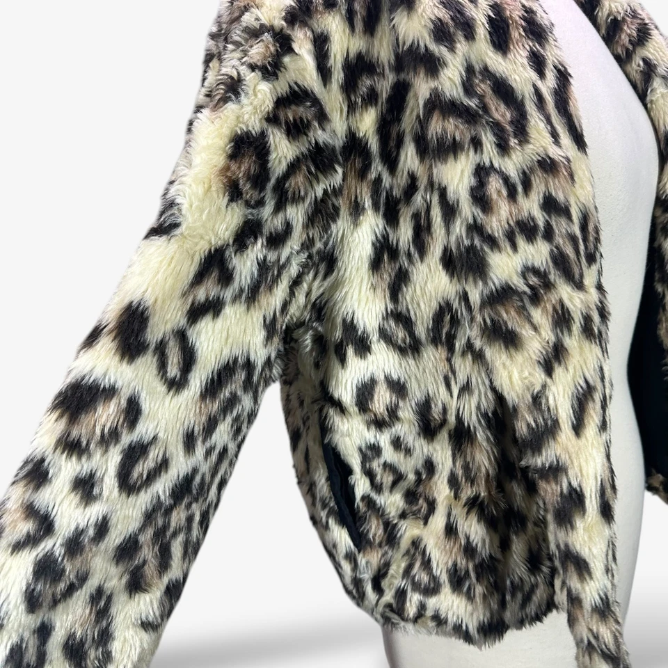 Abrigo Chaqueta Vintage Y2K Paris Azul Leopardo Imitación Piel Estampado Animal Guepardo Pequeño Foto 4 de 4