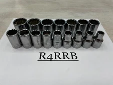 Snap-on Tools NEW 16pc 1/2" Drive METRIC 12 Point Shallow Socket BONUS Set