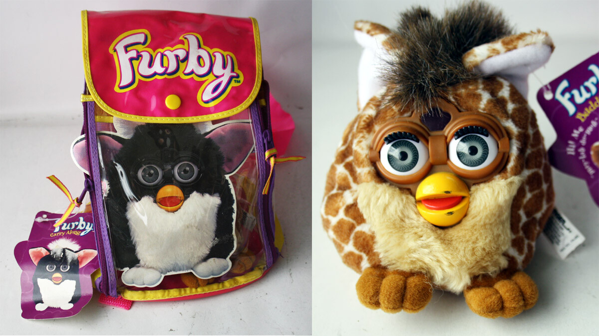 RARE 1999 FURBY BUDDIES HAPPY SLEEP BEAN BAG + CARRY ALONG