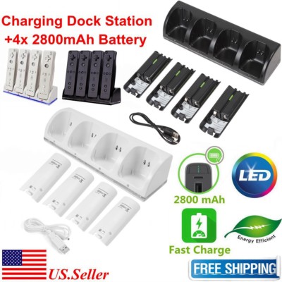 Charger Charging Dock Station + 2800mAh Battery For Wii /Wii U Remote Controller