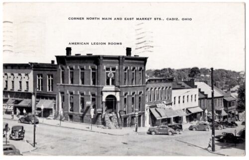 VINTAGE CADIZ OH OHIO POSTKARTE ECKE NORTH MAIN UND EAST MARKET STS 100520 P